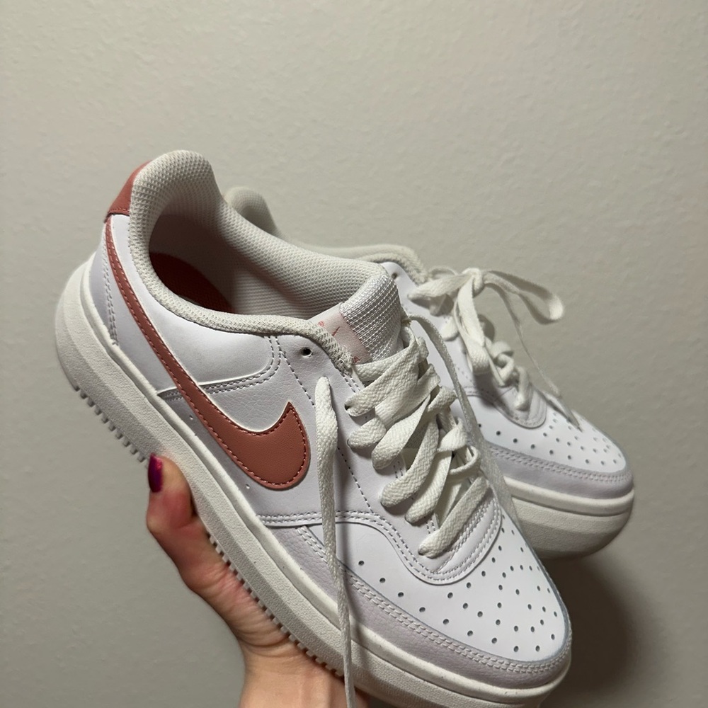 Nike White and Pink Low-Top Sneakers